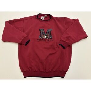 VTG 90s Mickey Mouse Embroidered Crewneck Sweater Red SZ XL